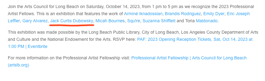 Arts Council for Long Beach Professional Artist Fellows screencap