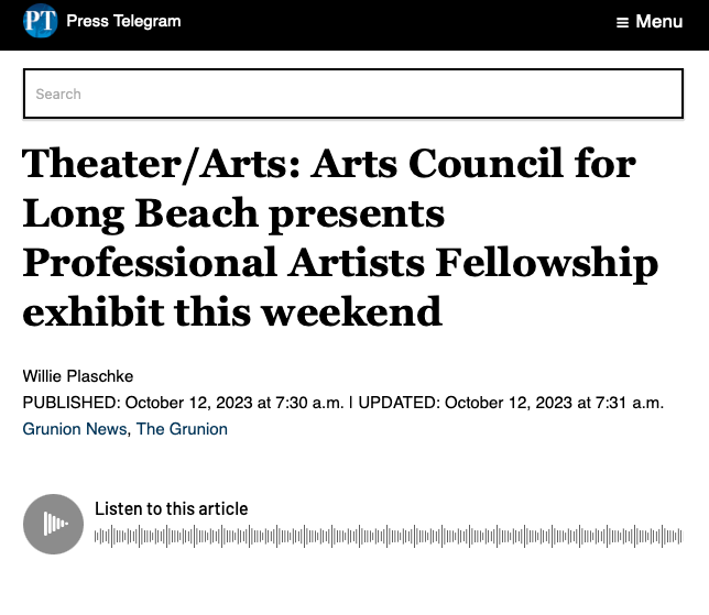 Arts Council for Long Beach Professional Artist Fellows PressTelegram screencap