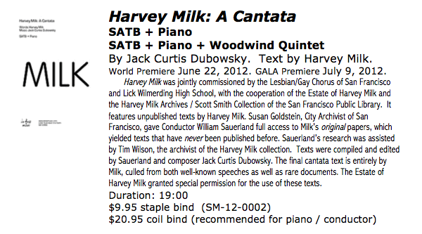 Harvey Milk A Cantata