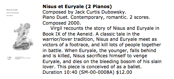 Nisus et Euryale Piano Duet Two Pianos