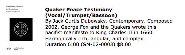 Quaker Peace Testimony Vocal/Trumpet/Bassoon