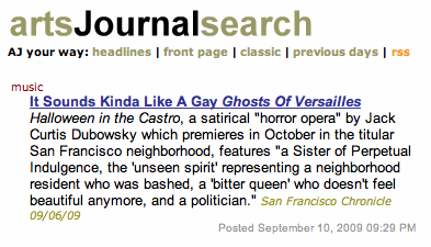 Arts Journal Preview of Halloween in the Castro Opera by Jack Curtis Dubowsky