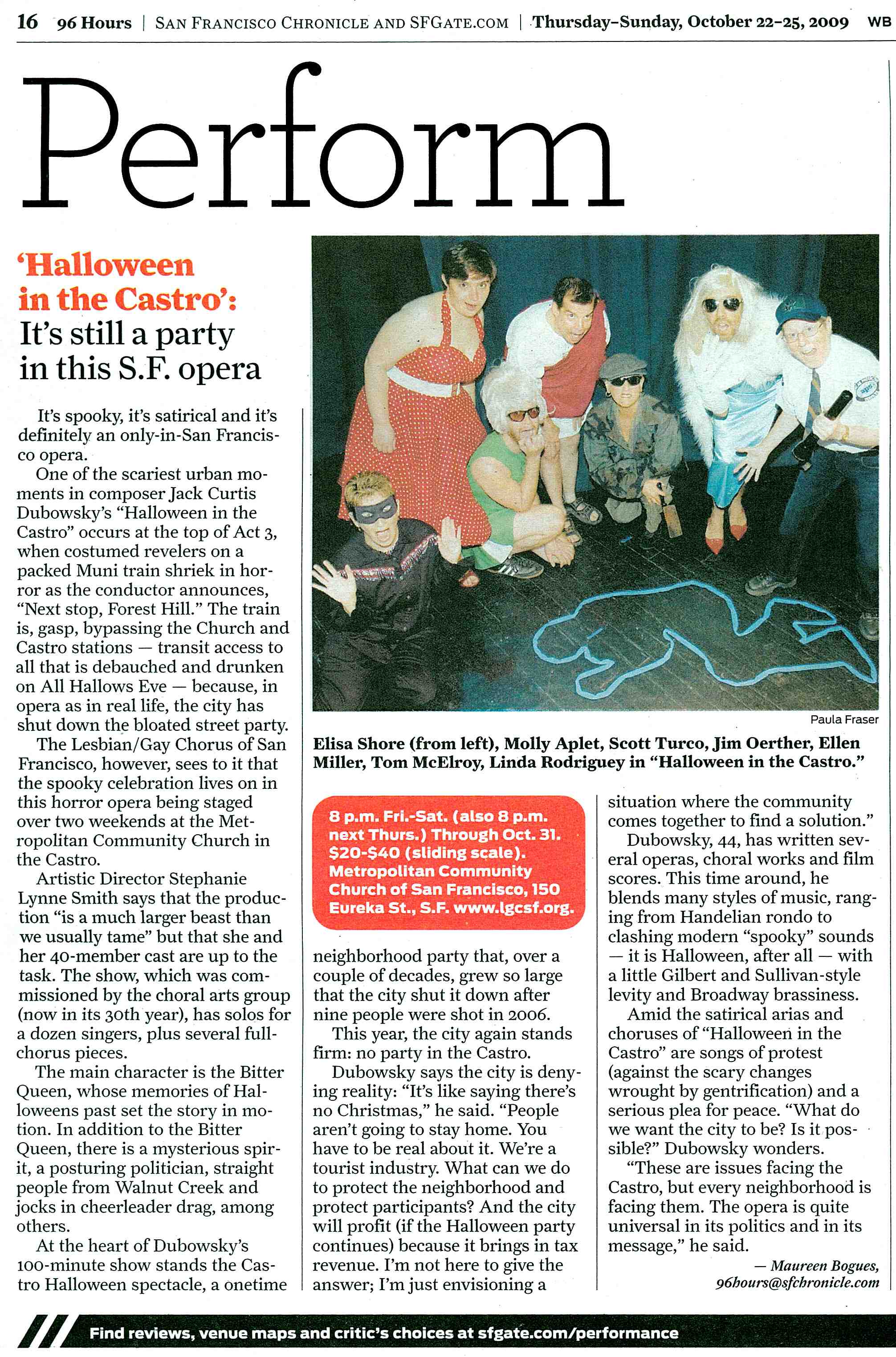 San Francisco Chronicle Datebook previews Halloween in the Castro