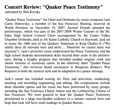 Quaker Peace Testimony Review