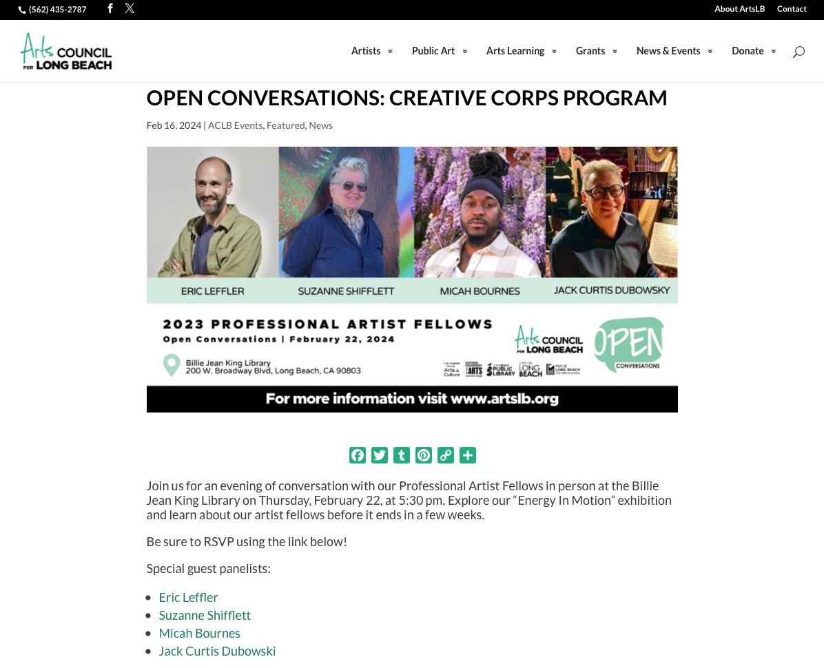 Professional Artist Fellows Open Conversations. Feb 16, 2024