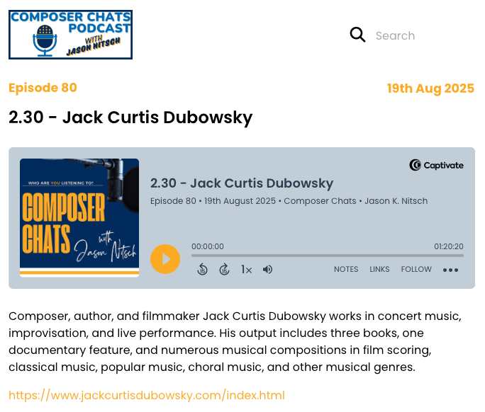 Composer Chats Jack Curtis Dubowsky